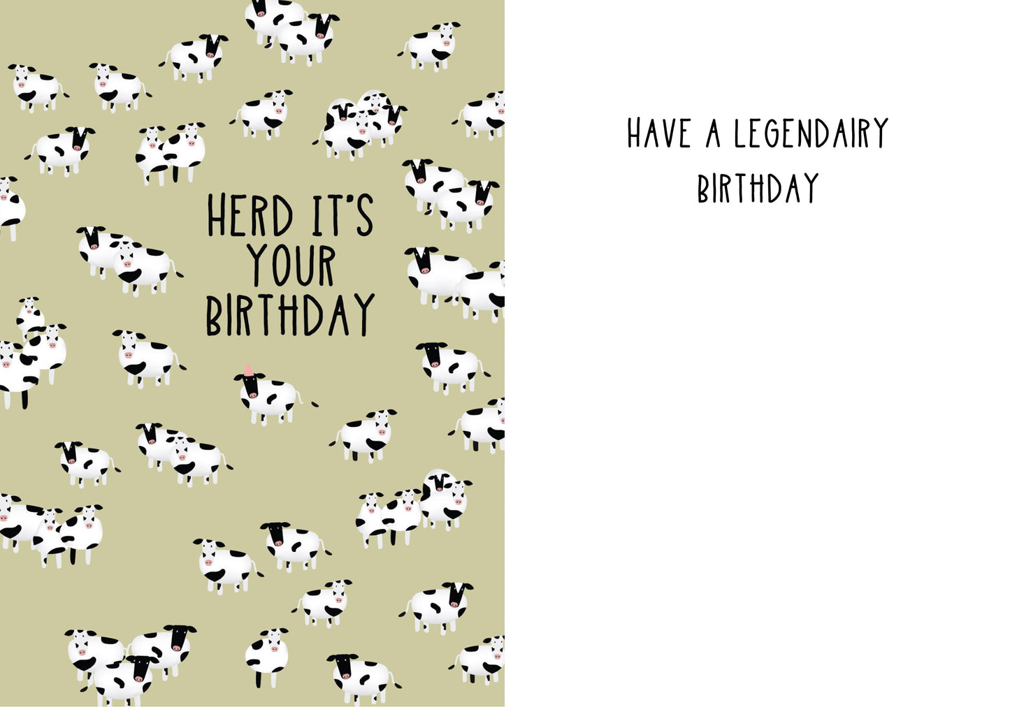 Cow birthday card and envelope