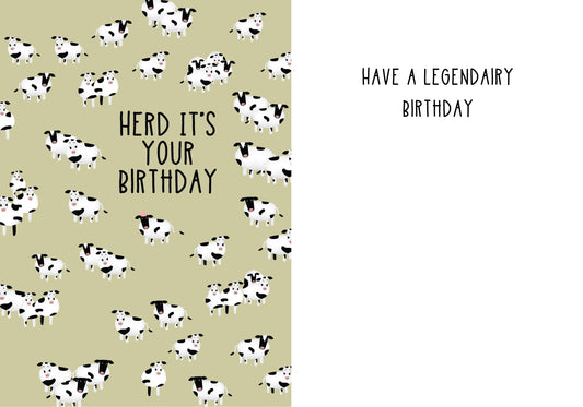 Cow birthday card and envelope
