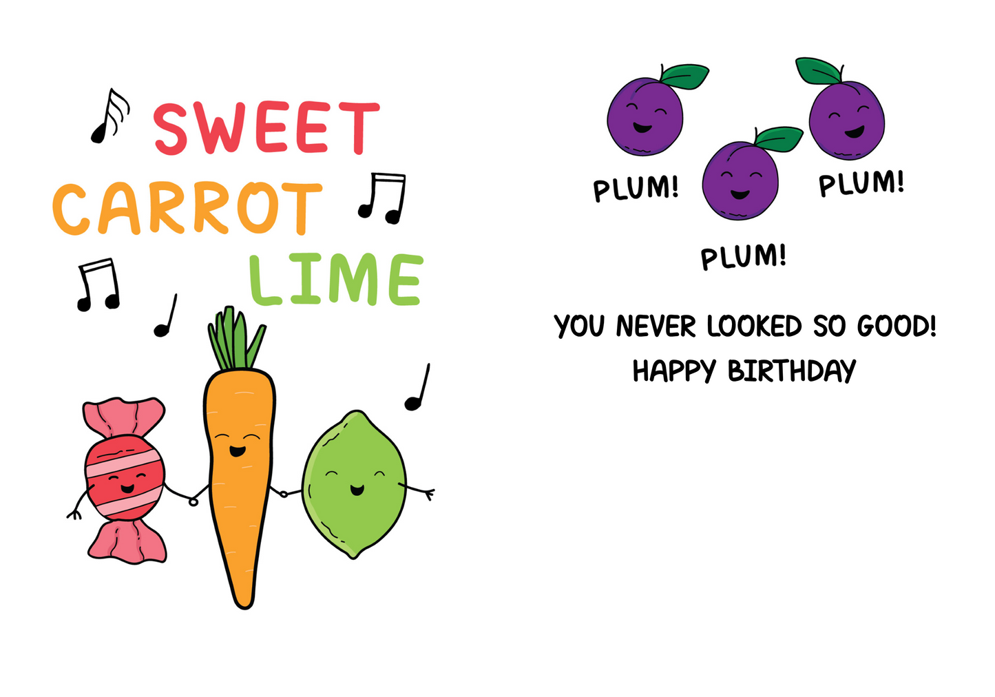 Sweet Carrot Lime Birthday Card and Envelope